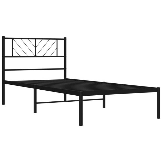 vidaXL Bedframe met hoofdbord metaal zwart 100x190 cm