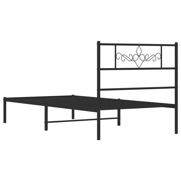 vidaXL Bedframe met hoofdbord metaal zwart 90x190 cm