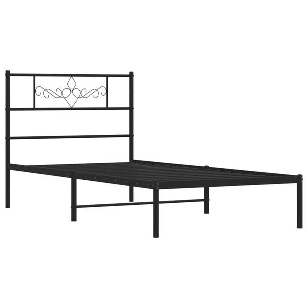 vidaXL Bedframe met hoofdbord metaal zwart 90x190 cm