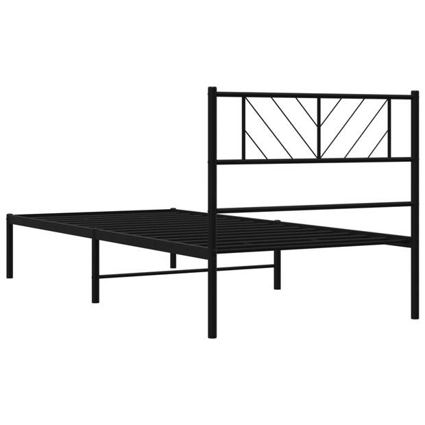 vidaXL Bedframe met hoofdbord metaal zwart 100x190 cm