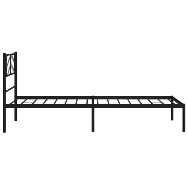 vidaXL Bedframe met hoofdbord metaal zwart 100x190 cm