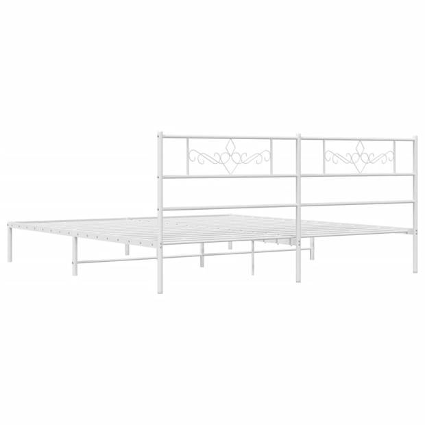 vidaXL Bedframe met hoofdbord metaal wit 193x203 cm