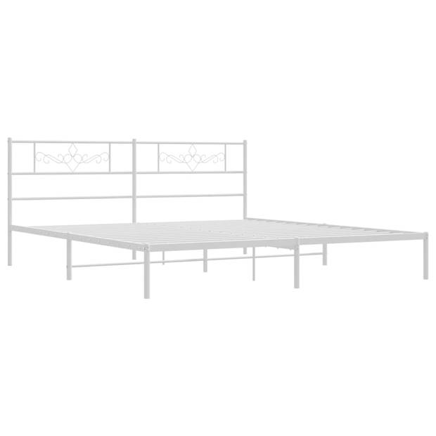 vidaXL Bedframe met hoofdbord metaal wit 193x203 cm