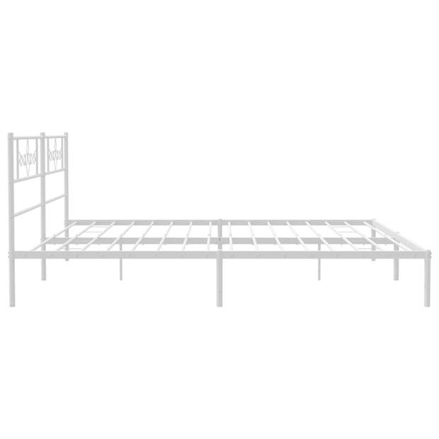 vidaXL Bedframe met hoofdbord metaal wit 193x203 cm