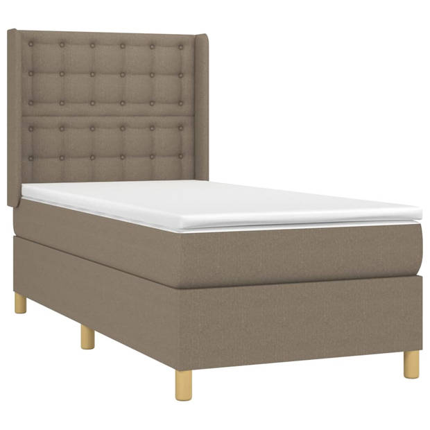 vidaXL Boxspring met matras en LED stof taupe 100x200 cm