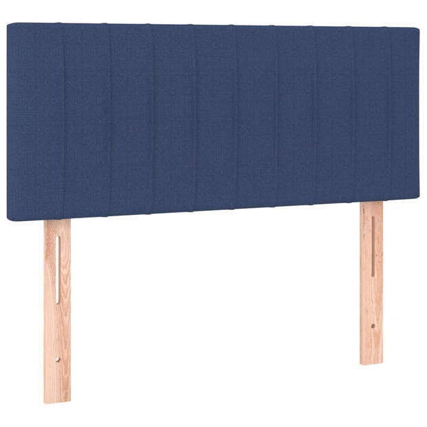 vidaXL Boxspring met matras en LED stof blauw 90x190 cm