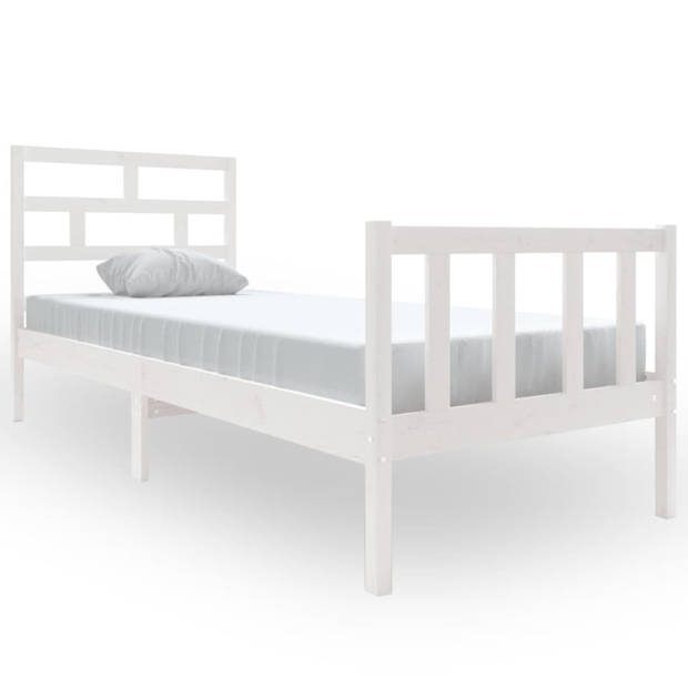 vidaXL Bedframe massief grenenhout wit 75x190 cm