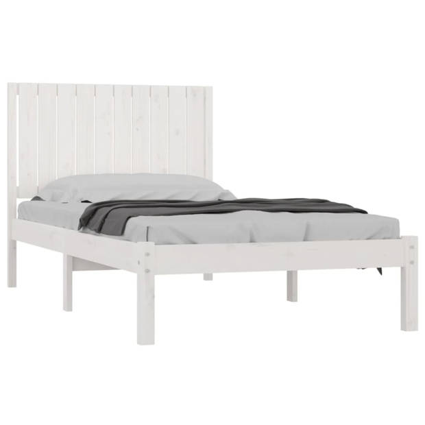 vidaXL Bedframe massief grenenhout wit 100x200 cm