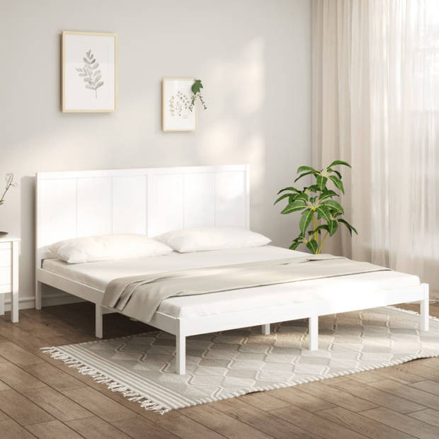 vidaXL Bedframe massief grenenhout wit 180x200 cm