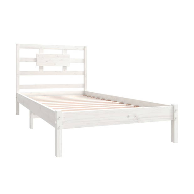 vidaXL Bedframe massief hout wit 90x190 cm