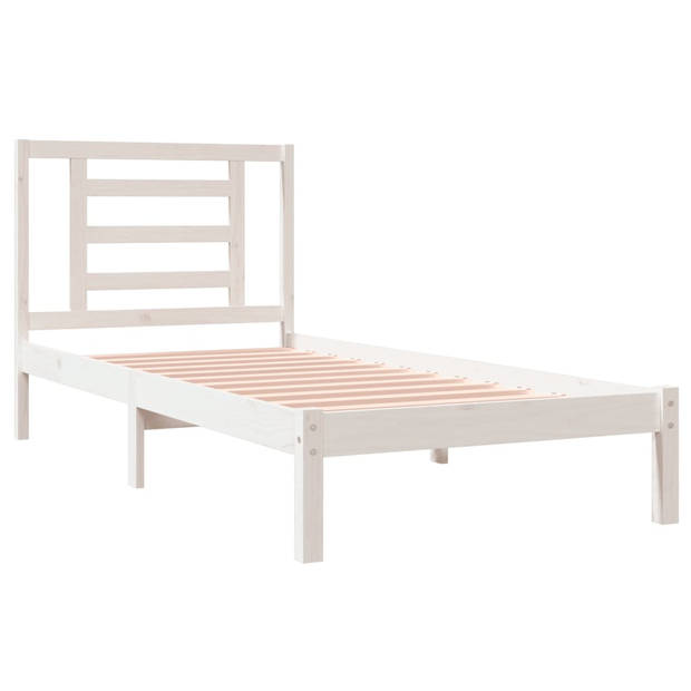 vidaXL Bedframe massief grenenhout wit 90x190 cm