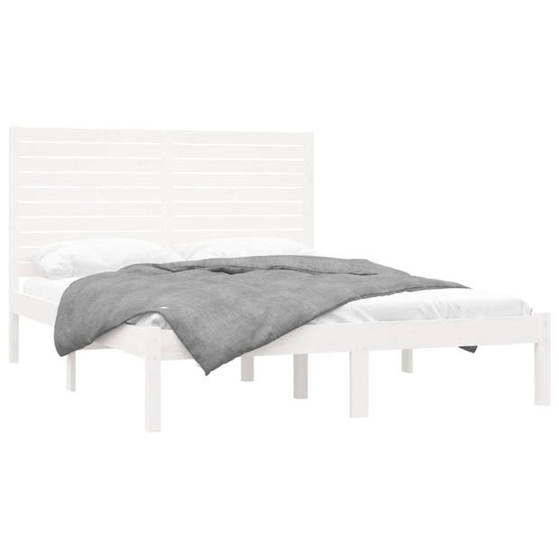 vidaXL Bedframe massief hout wit 150x200 cm