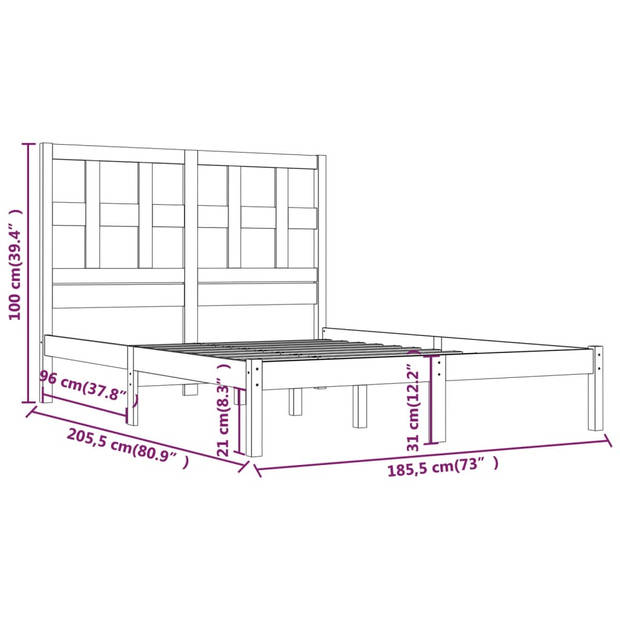 vidaXL Bedframe zonder matras massief grenenhout 180x200 cm