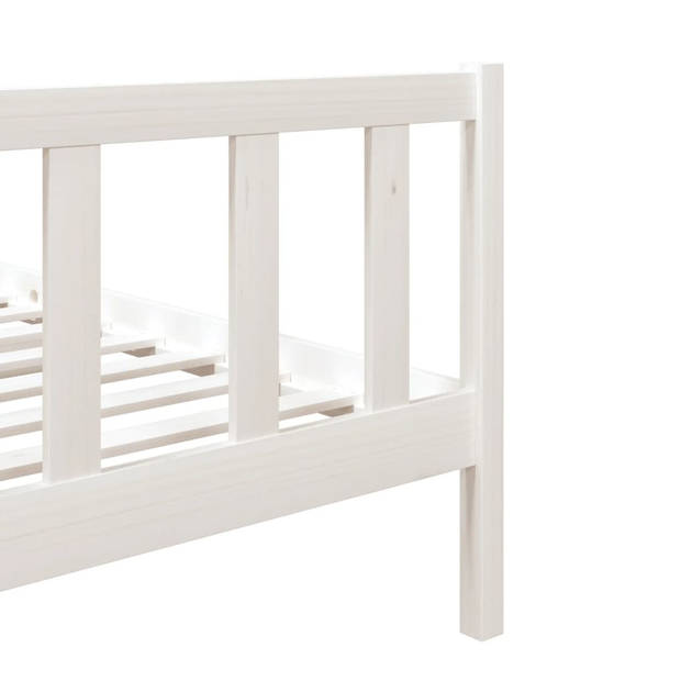 vidaXL Bedframe massief hout wit 75x190 cm