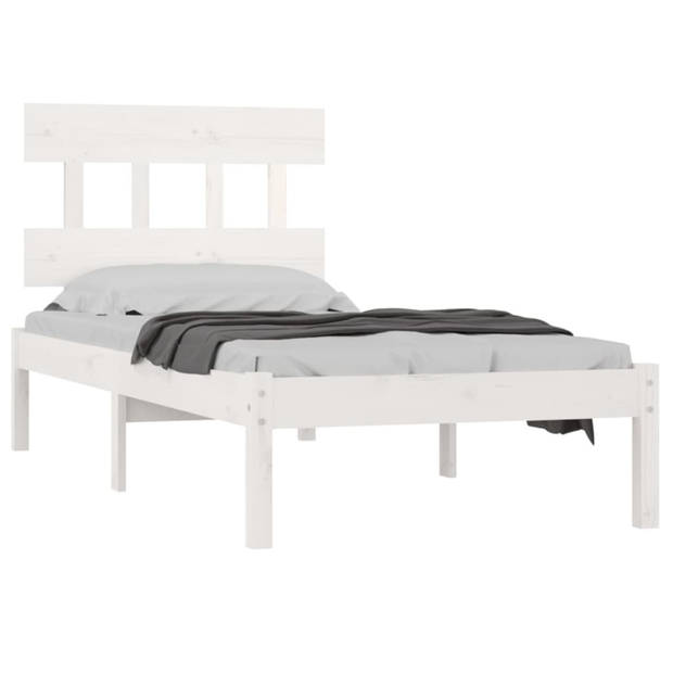 vidaXL Bedframe massief hout wit 90x190 cm