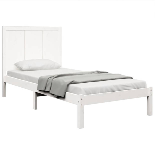 vidaXL Bedframe massief grenenhout wit 75x190 cm