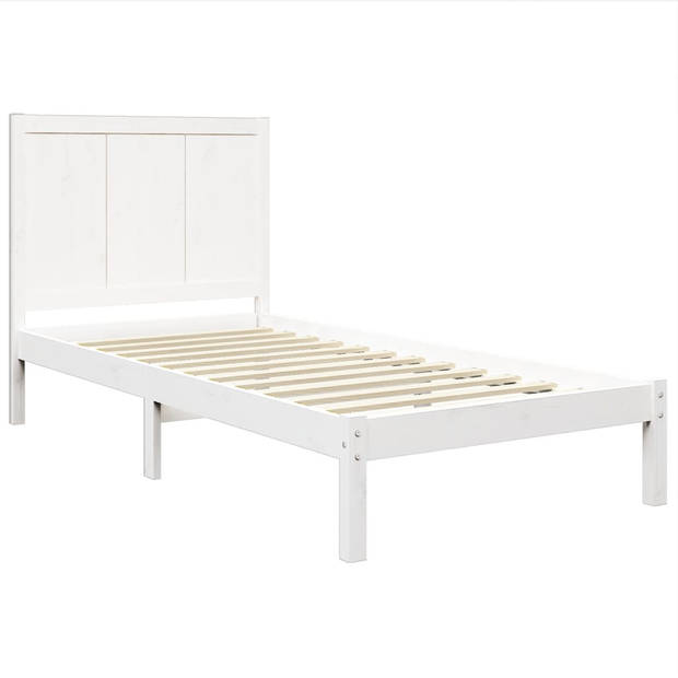 vidaXL Bedframe massief grenenhout wit 75x190 cm