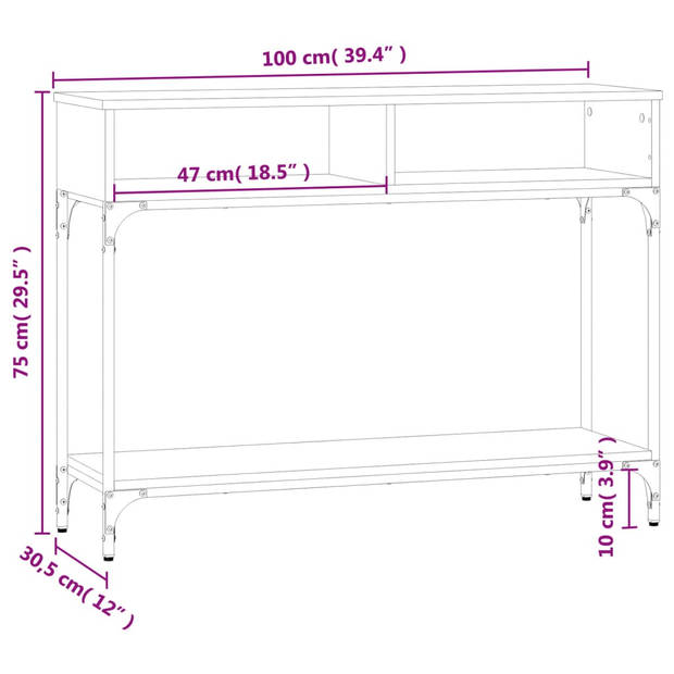 vidaXL Wandtafel 100x30,5x75 cm bewerkt hout bruin eikenkleur