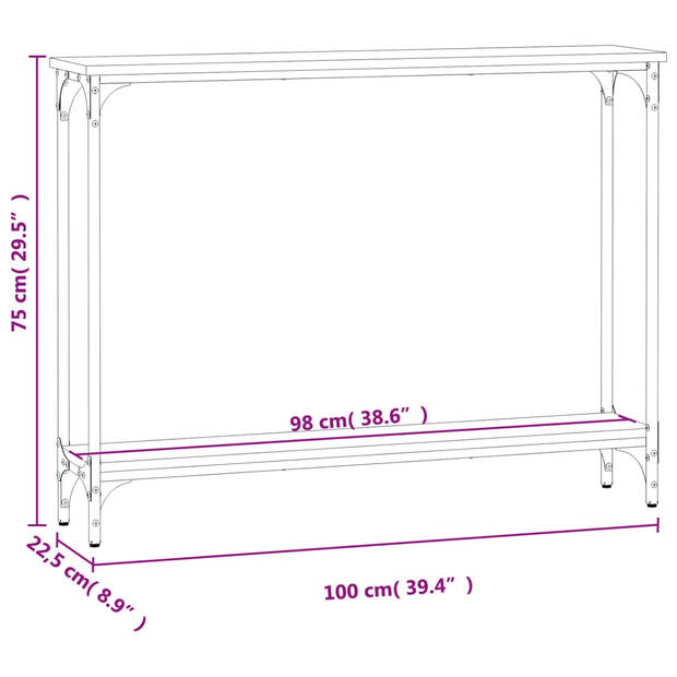 vidaXL Wandtafel 100x22,5x75 cm bewerkt hout grijs sonoma eikenkleurig