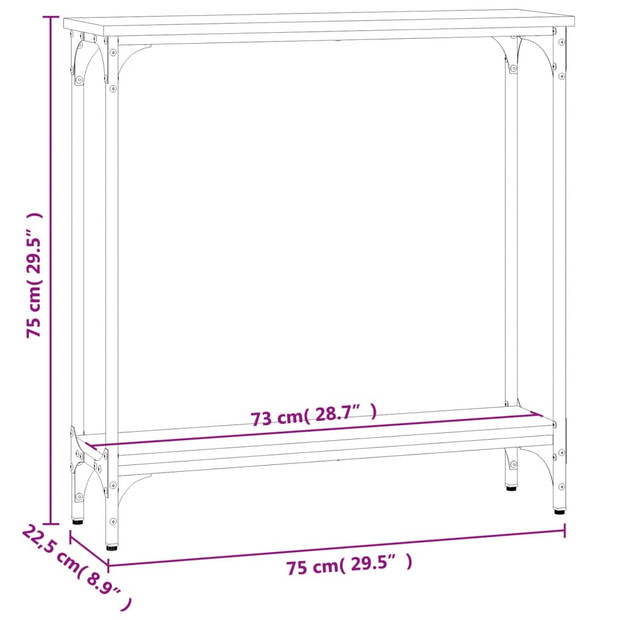 vidaXL Wandtafel 75x22,5x75 cm bewerkt hout zwart