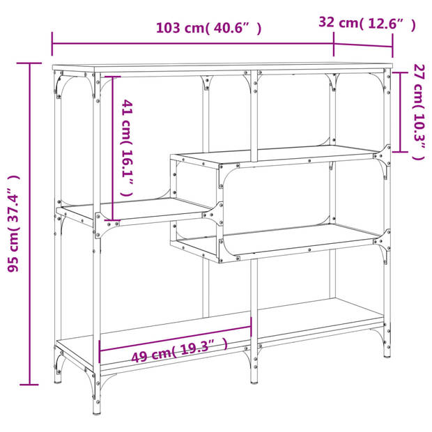 vidaXL Wandtafel 103x32x95 cm bewerkt hout zwart