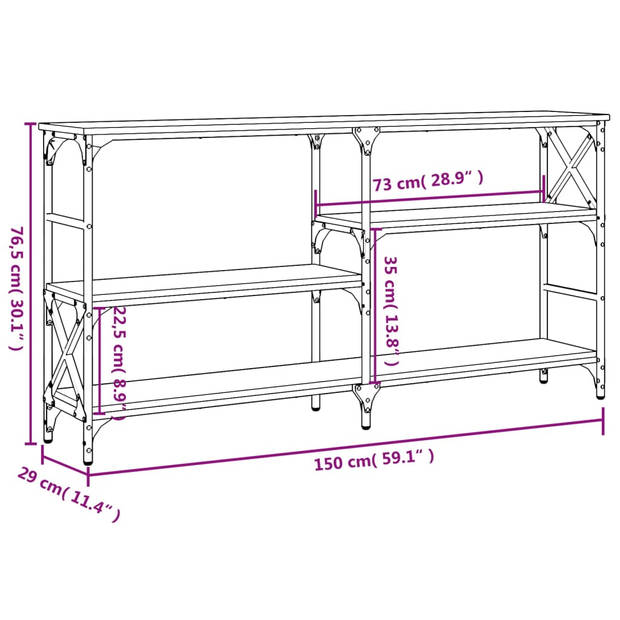 vidaXL Wandtafel 150x29x76,5 cm bewerkt hout bruin eikenkleur