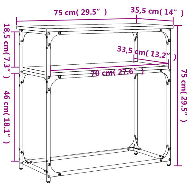 vidaXL Wandtafel 75x35,5x75 cm bewerkt hout zwart