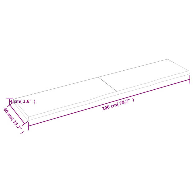 vidaXL Tafelblad 200x40x(2-4)cm behandeld massief eikenhout lichtbruin