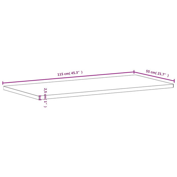 vidaXL Werkblad 115x55x2,5 cm massief beukenhout