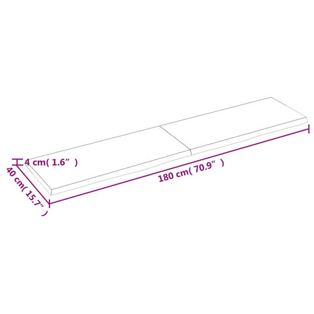 vidaXL Wandschap 180x40x(2-4)cm behandeld massief eikenhout lichtbruin