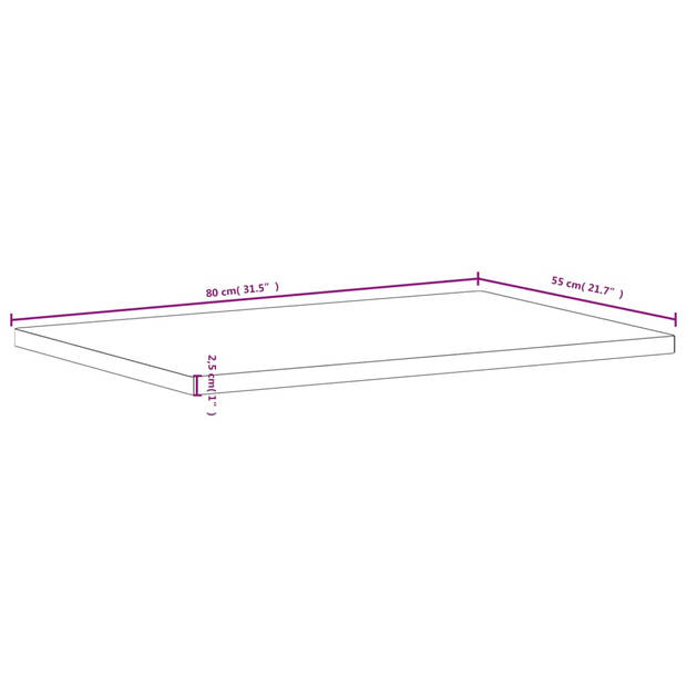 vidaXL Werkblad 80x55x2,5 cm massief beukenhout