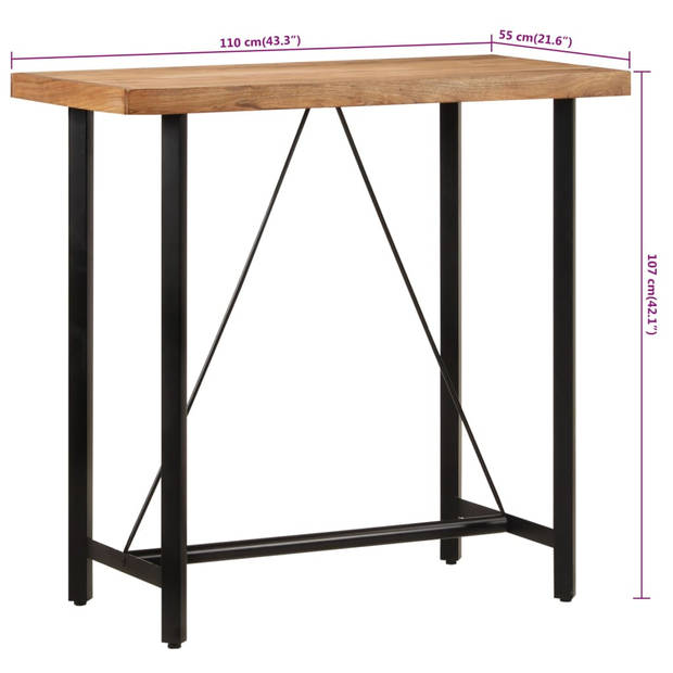 vidaXL Bartafel 110x55x107 cm massief acaciahout en ijzer