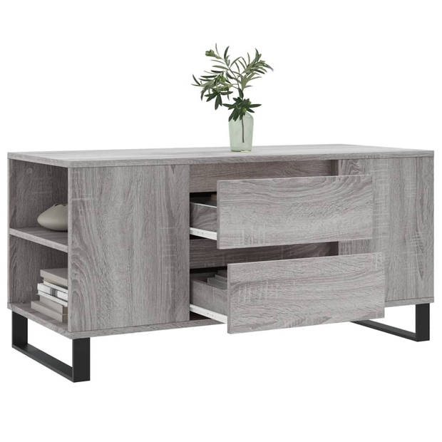 vidaXL Salontafel 102x44,5x50 cm bewerkt hout grijs sonoma eikenkleur