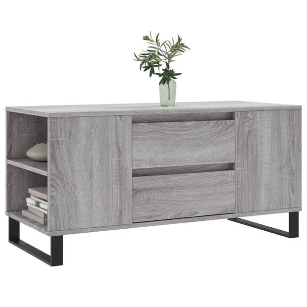 vidaXL Salontafel 102x44,5x50 cm bewerkt hout grijs sonoma eikenkleur