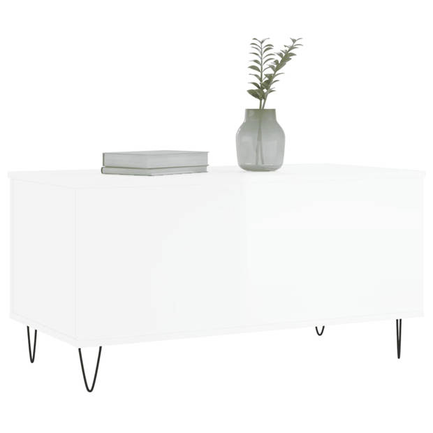 vidaXL Salontafel 90x44,5x45 cm bewerkt hout hoogglans wit