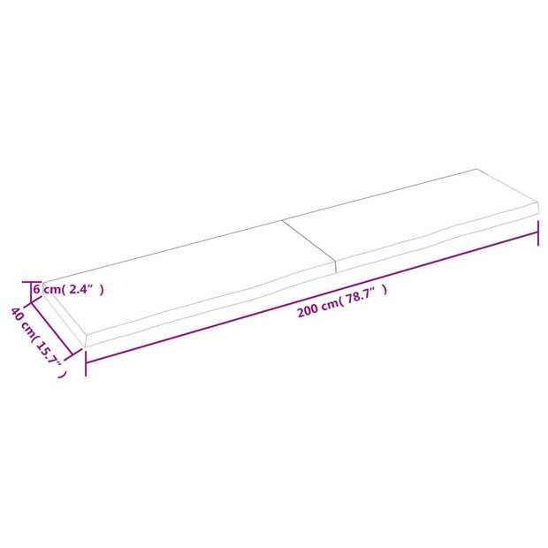 vidaXL Tafelblad 200x40x(2-6)cm behandeld eikenhout donkerbruin