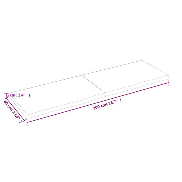 vidaXL Tafelblad 200x60x(2-6)cm behandeld massief eikenhout lichtbruin