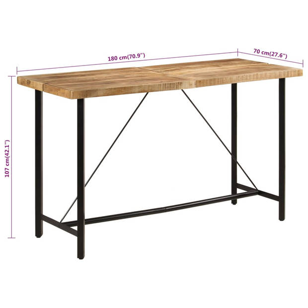 vidaXL Bartafel 180x70x107 cm massief mangohout en ijzer