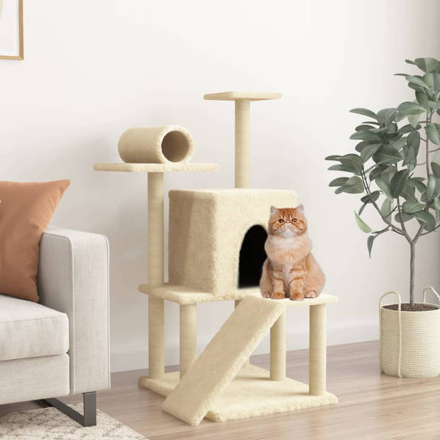 vidaXL Kattenmeubel met sisal krabpalen 110,5 cm crèmekleurig