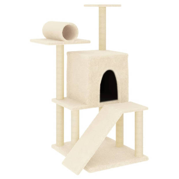 vidaXL Kattenmeubel met sisal krabpalen 110,5 cm crèmekleurig