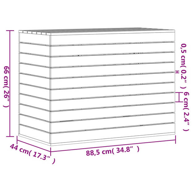 vidaXL Wasmand 88,5x44x66 cm massief grenenhout