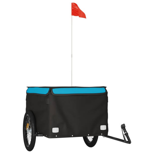 vidaXL Fietstrailer 45 kg ijzer zwart en blauw