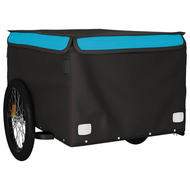 vidaXL Fietstrailer 45 kg ijzer zwart en blauw