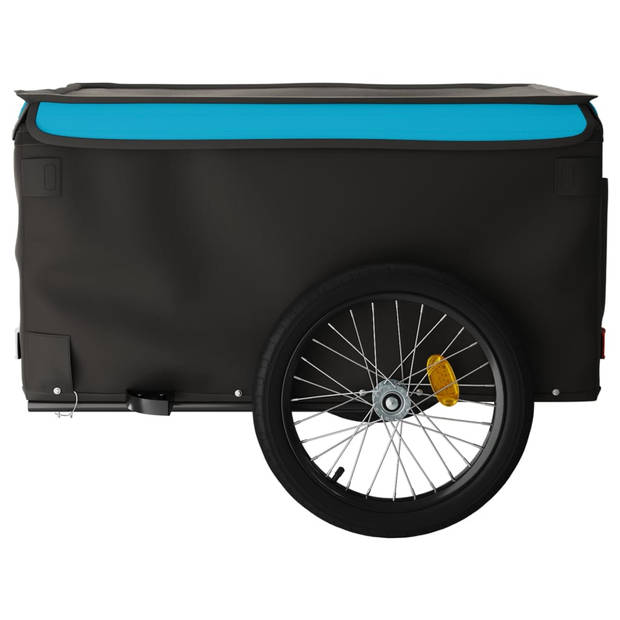 vidaXL Fietstrailer 45 kg ijzer zwart en blauw