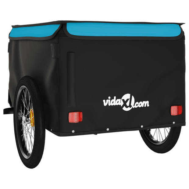 vidaXL Fietstrailer 45 kg ijzer zwart en blauw
