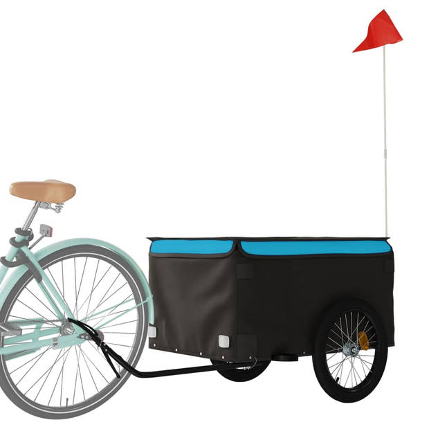 vidaXL Fietstrailer 45 kg ijzer zwart en blauw