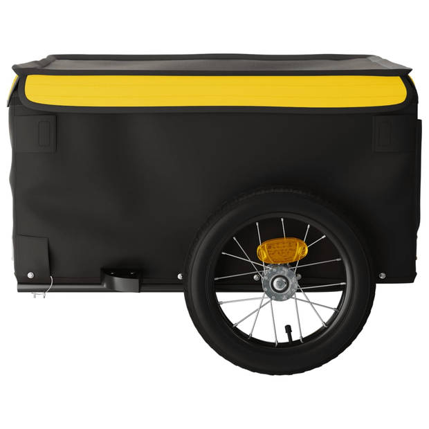 vidaXL Fietstrailer 30 kg ijzer zwart en geel