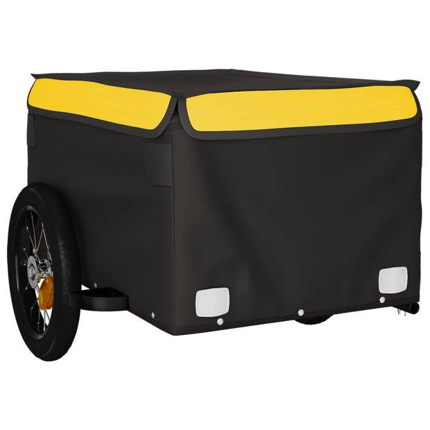 vidaXL Fietstrailer 30 kg ijzer zwart en geel