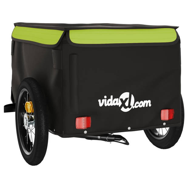 vidaXL Fietstrailer 30 kg ijzer zwart en groen