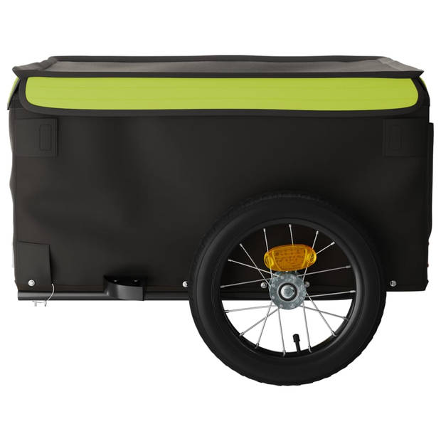 vidaXL Fietstrailer 30 kg ijzer zwart en groen